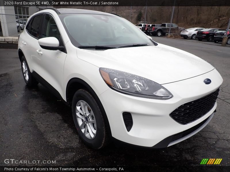 Star White Metallic Tri-Coat / Sandstone 2020 Ford Escape SE 4WD
