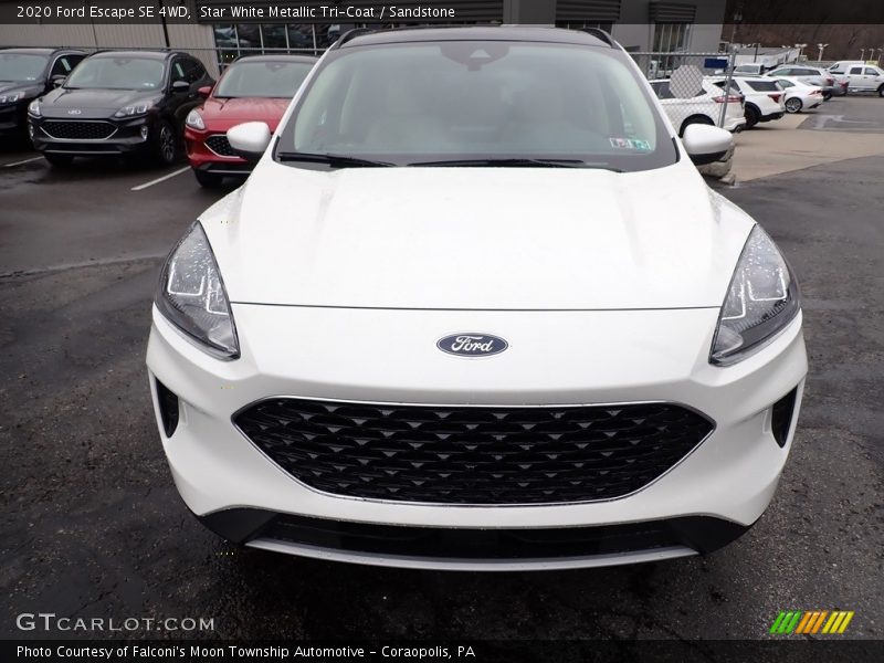Star White Metallic Tri-Coat / Sandstone 2020 Ford Escape SE 4WD
