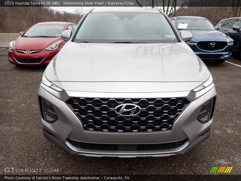 Shimmering Silver Pearl / Espresso/Gray 2020 Hyundai Santa Fe SE AWD