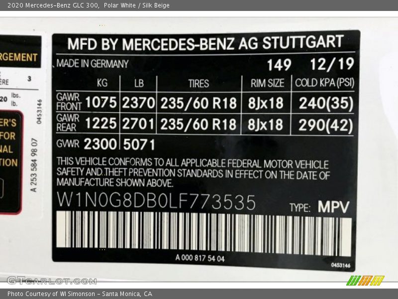 Polar White / Silk Beige 2020 Mercedes-Benz GLC 300