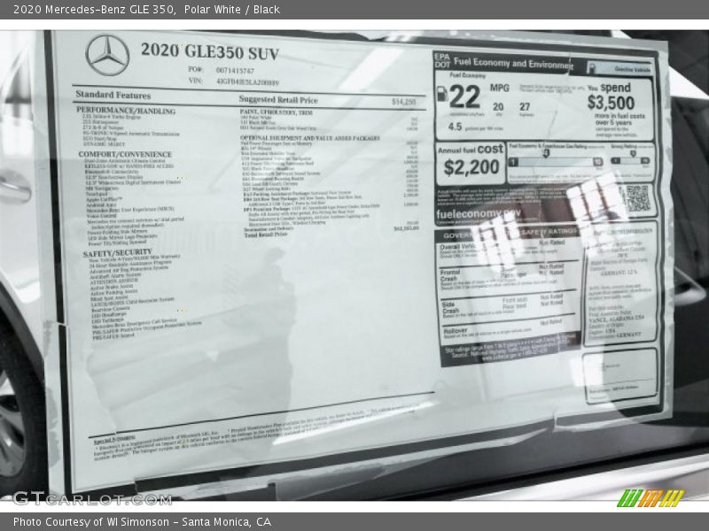 Polar White / Black 2020 Mercedes-Benz GLE 350