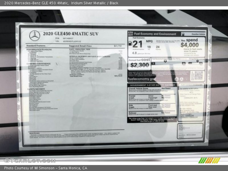 Iridium Silver Metallic / Black 2020 Mercedes-Benz GLE 450 4Matic
