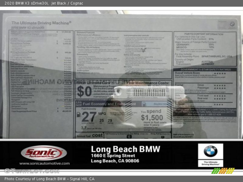 Jet Black / Cognac 2020 BMW X3 sDrive30i