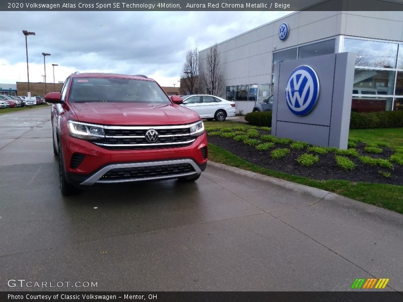 Aurora Red Chroma Metallic / Beige 2020 Volkswagen Atlas Cross Sport SE Technology 4Motion