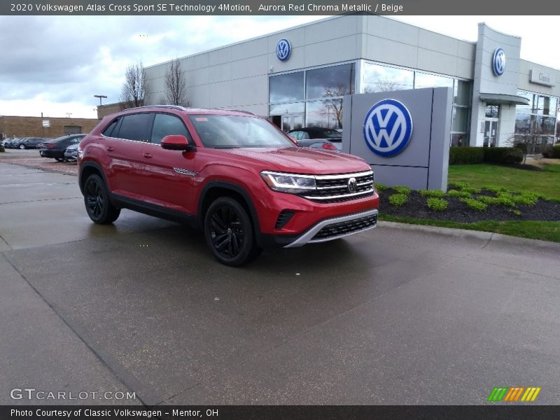Aurora Red Chroma Metallic / Beige 2020 Volkswagen Atlas Cross Sport SE Technology 4Motion