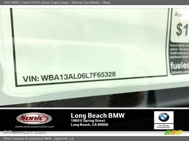 Mineral Grey Metallic / Black 2020 BMW 2 Series M235i xDrive Grand Coupe