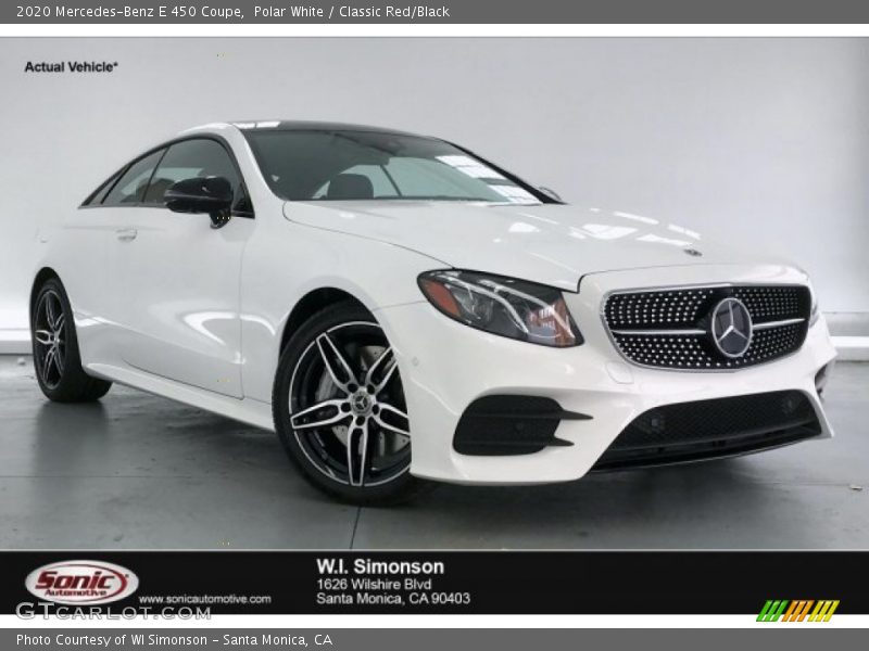Polar White / Classic Red/Black 2020 Mercedes-Benz E 450 Coupe