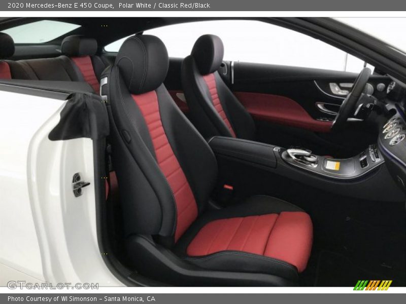 Polar White / Classic Red/Black 2020 Mercedes-Benz E 450 Coupe