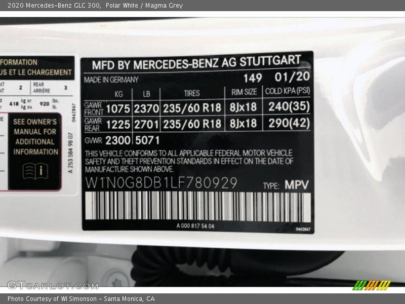 Polar White / Magma Grey 2020 Mercedes-Benz GLC 300