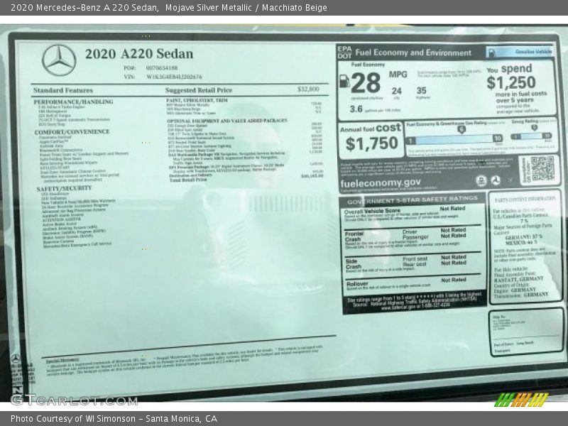 Mojave Silver Metallic / Macchiato Beige 2020 Mercedes-Benz A 220 Sedan