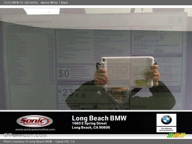 Alpine White / Black 2020 BMW X5 sDrive40i