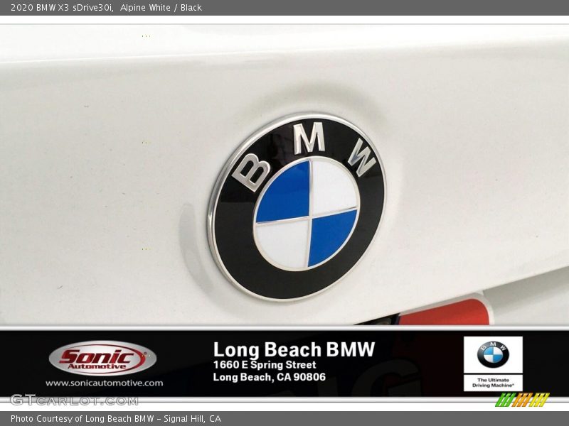 Alpine White / Black 2020 BMW X3 sDrive30i