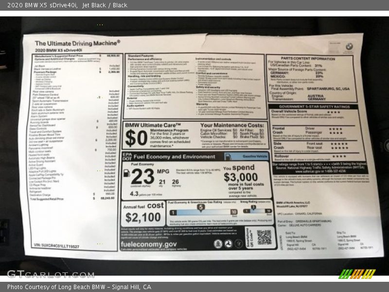 Jet Black / Black 2020 BMW X5 sDrive40i