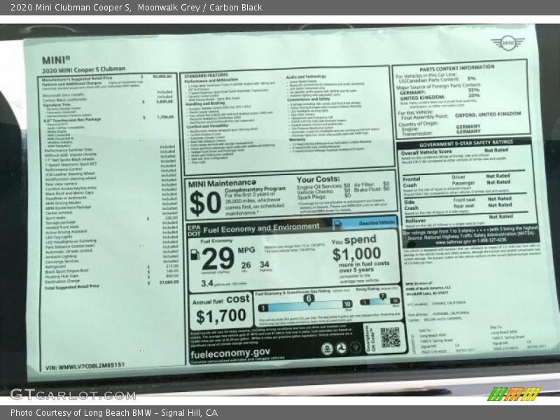 Moonwalk Grey / Carbon Black 2020 Mini Clubman Cooper S