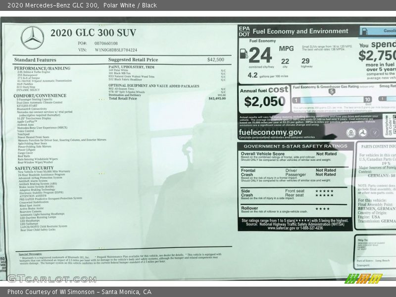 Polar White / Black 2020 Mercedes-Benz GLC 300