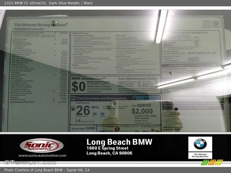Dark Olive Metallic / Black 2020 BMW X3 xDrive30i