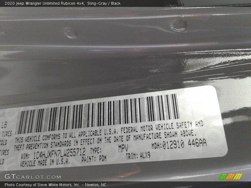 Sting-Gray / Black 2020 Jeep Wrangler Unlimited Rubicon 4x4