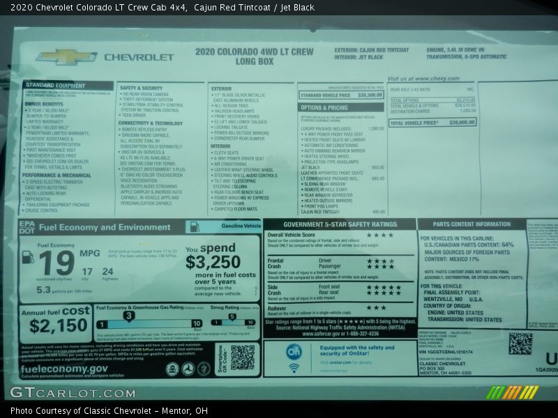 Cajun Red Tintcoat / Jet Black 2020 Chevrolet Colorado LT Crew Cab 4x4