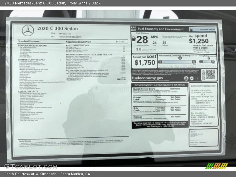 Polar White / Black 2020 Mercedes-Benz C 300 Sedan