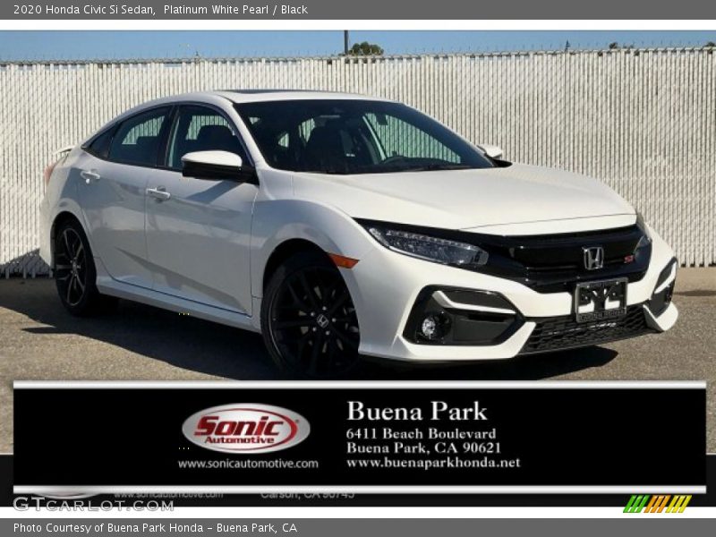 Platinum White Pearl / Black 2020 Honda Civic Si Sedan
