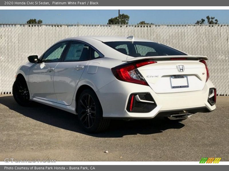 Platinum White Pearl / Black 2020 Honda Civic Si Sedan