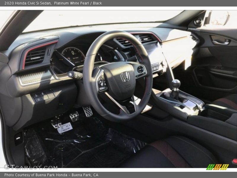 Platinum White Pearl / Black 2020 Honda Civic Si Sedan