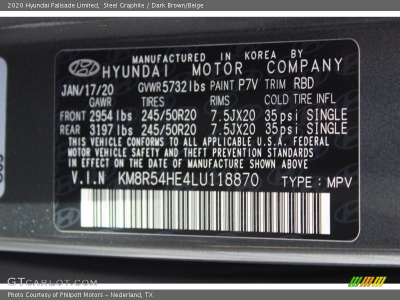 Steel Graphite / Dark Brown/Beige 2020 Hyundai Palisade Limited