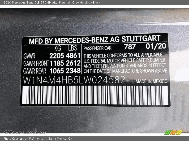 Mountain Grey Metallic / Black 2020 Mercedes-Benz GLB 250 4Matic