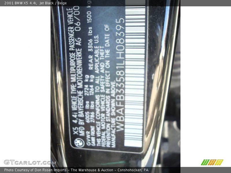 Jet Black / Beige 2001 BMW X5 4.4i
