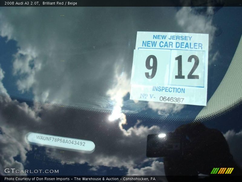 Brilliant Red / Beige 2008 Audi A3 2.0T
