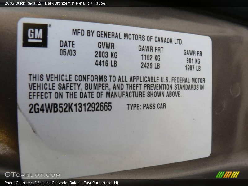 Dark Bronzemist Metallic / Taupe 2003 Buick Regal LS