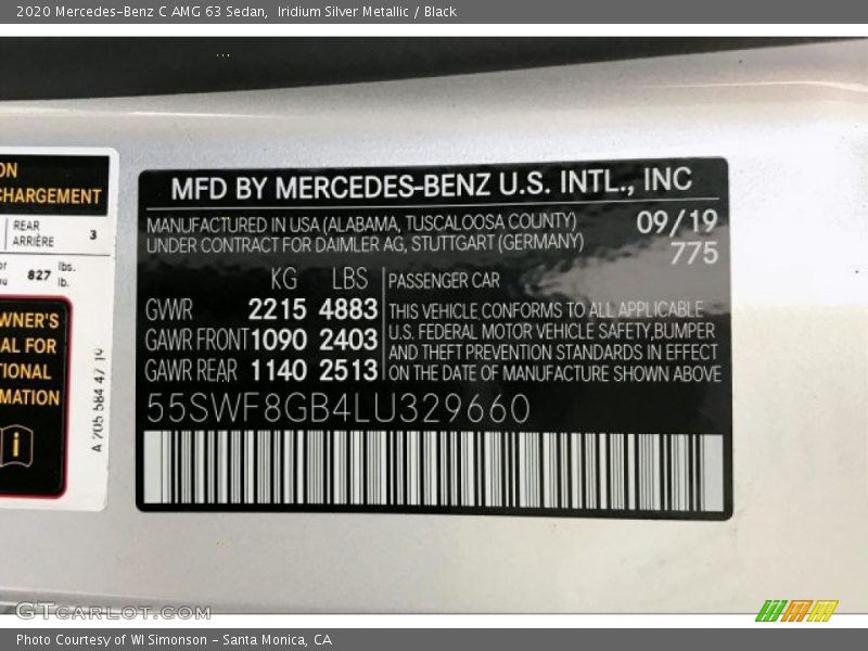 2020 C AMG 63 Sedan Iridium Silver Metallic Color Code 775