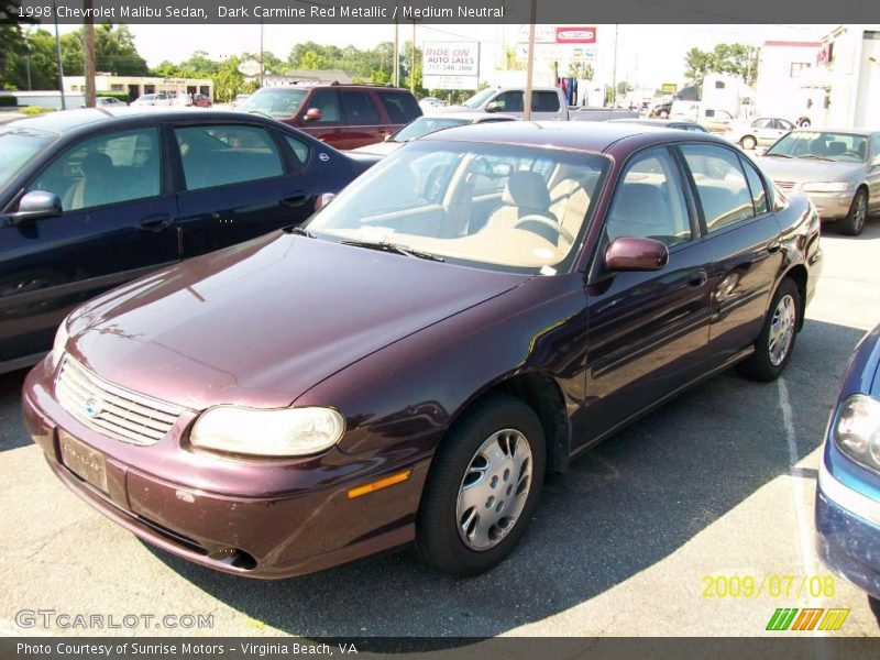 Dark Carmine Red Metallic / Medium Neutral 1998 Chevrolet Malibu Sedan
