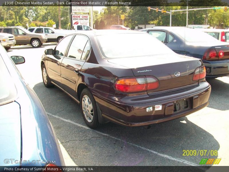 Dark Carmine Red Metallic / Medium Neutral 1998 Chevrolet Malibu Sedan