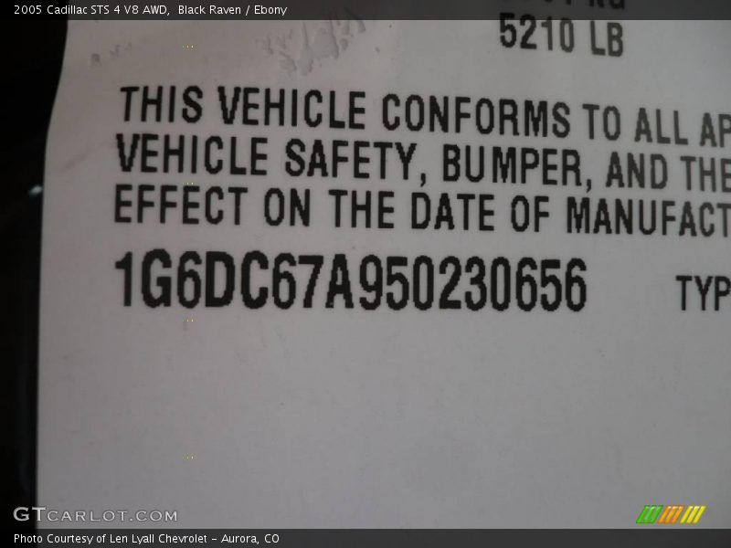 Black Raven / Ebony 2005 Cadillac STS 4 V8 AWD