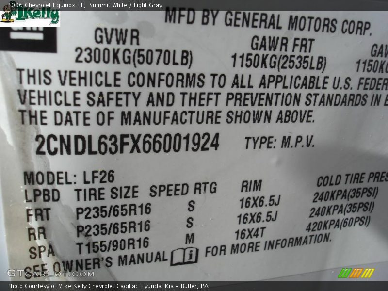 Summit White / Light Gray 2006 Chevrolet Equinox LT