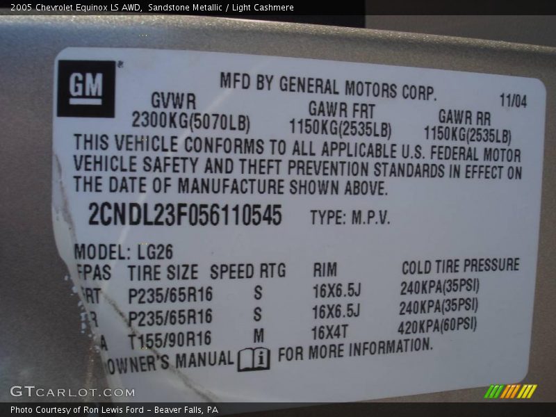 Sandstone Metallic / Light Cashmere 2005 Chevrolet Equinox LS AWD