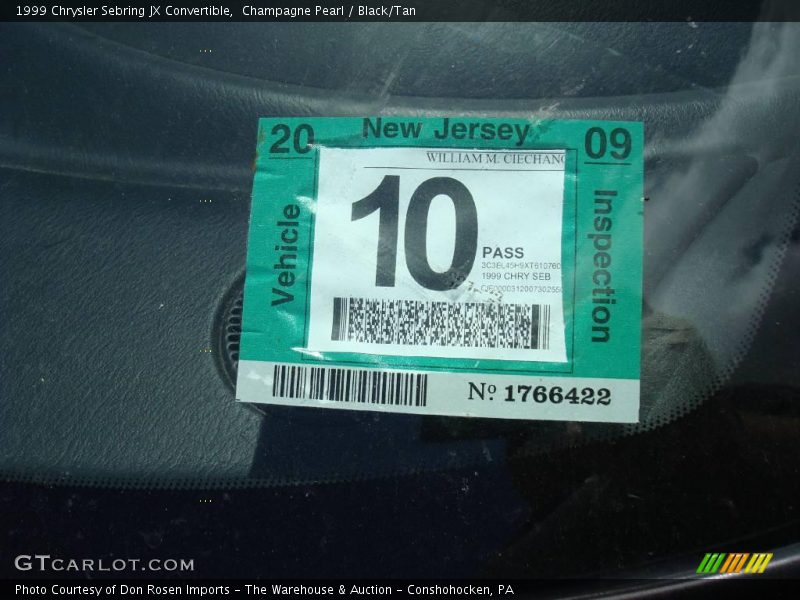 Champagne Pearl / Black/Tan 1999 Chrysler Sebring JX Convertible