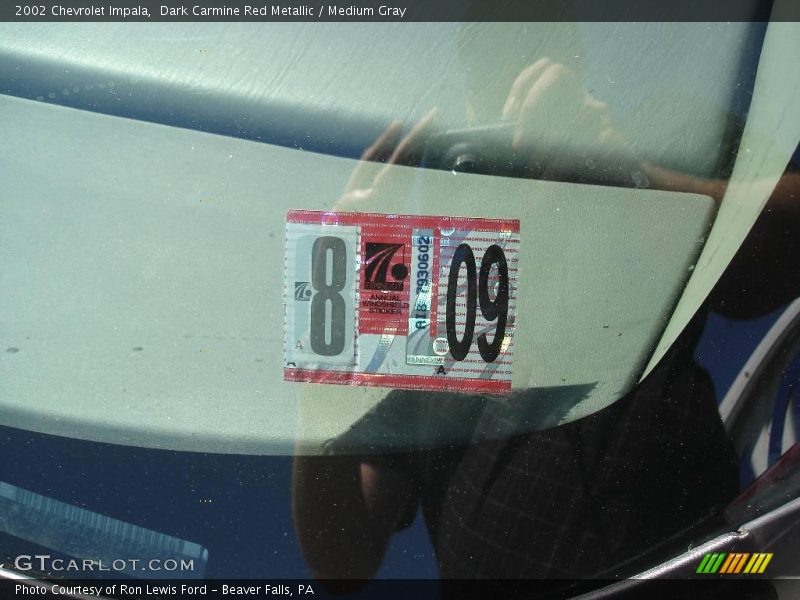 Dark Carmine Red Metallic / Medium Gray 2002 Chevrolet Impala