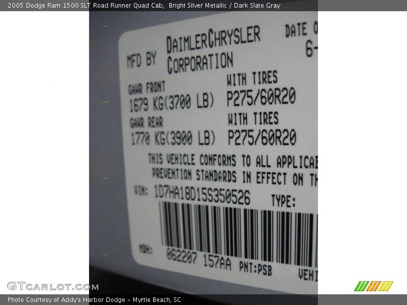 Bright Silver Metallic / Dark Slate Gray 2005 Dodge Ram 1500 SLT Road Runner Quad Cab