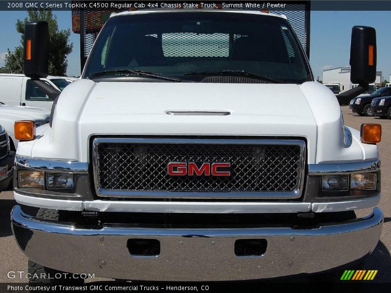 Summit White / Pewter 2008 GMC C Series Topkick C4500 Regular Cab 4x4 Chassis Stake Truck