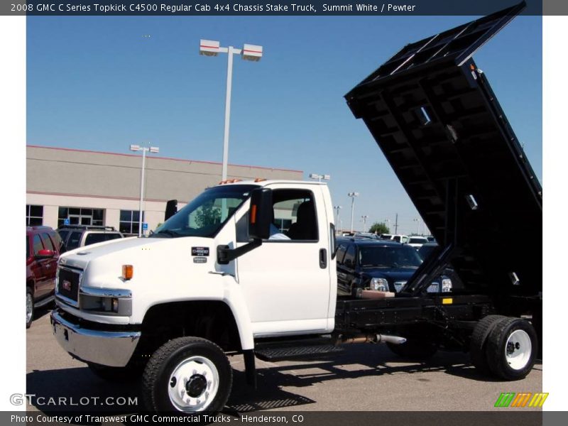 Summit White / Pewter 2008 GMC C Series Topkick C4500 Regular Cab 4x4 Chassis Stake Truck