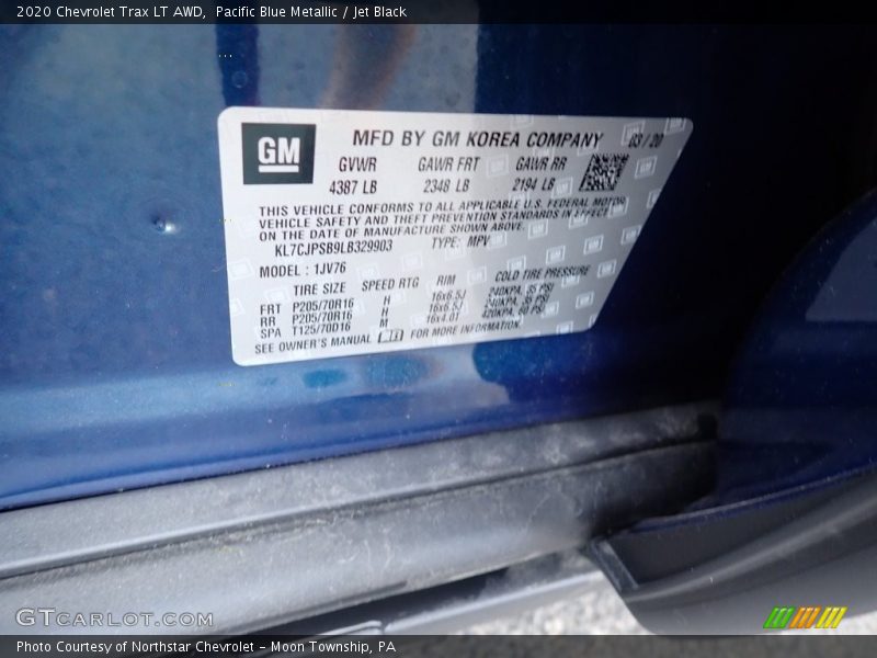 Pacific Blue Metallic / Jet Black 2020 Chevrolet Trax LT AWD