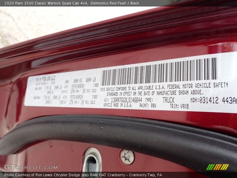 Delmonico Red Pearl / Black 2020 Ram 1500 Classic Warlock Quad Cab 4x4