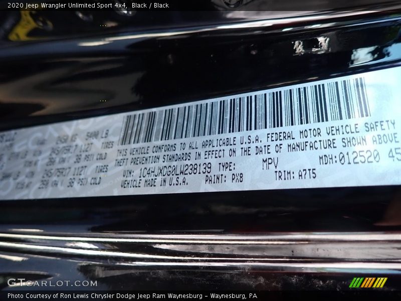 Black / Black 2020 Jeep Wrangler Unlimited Sport 4x4