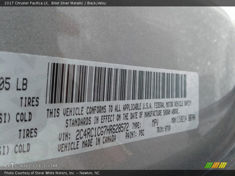 Billet Silver Metallic / Black/Alloy 2017 Chrysler Pacifica LX