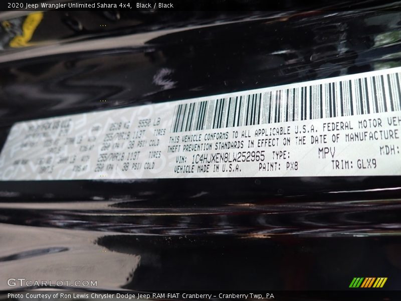 Black / Black 2020 Jeep Wrangler Unlimited Sahara 4x4