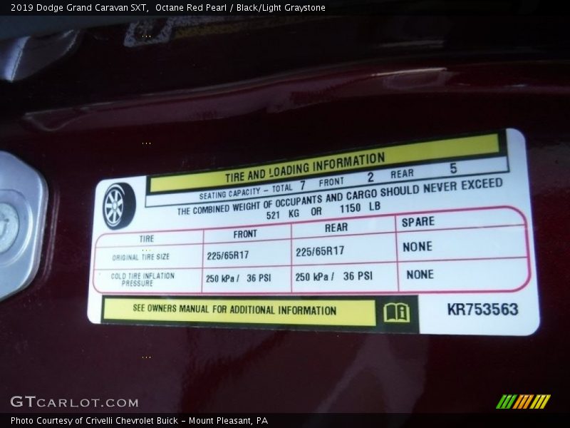 Octane Red Pearl / Black/Light Graystone 2019 Dodge Grand Caravan SXT
