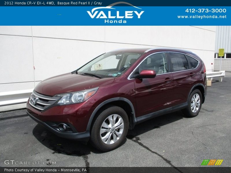 Basque Red Pearl II / Gray 2012 Honda CR-V EX-L 4WD