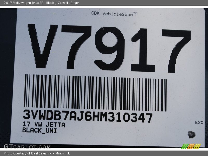 Black / Cornsilk Beige 2017 Volkswagen Jetta SE